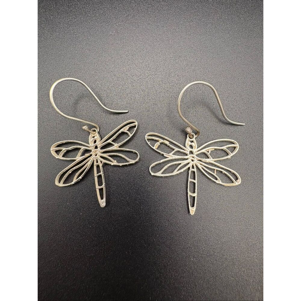 Silver Dragonfly Earrings, NEW, Handmade, Filigree, Lightweight, 9.25 sterling